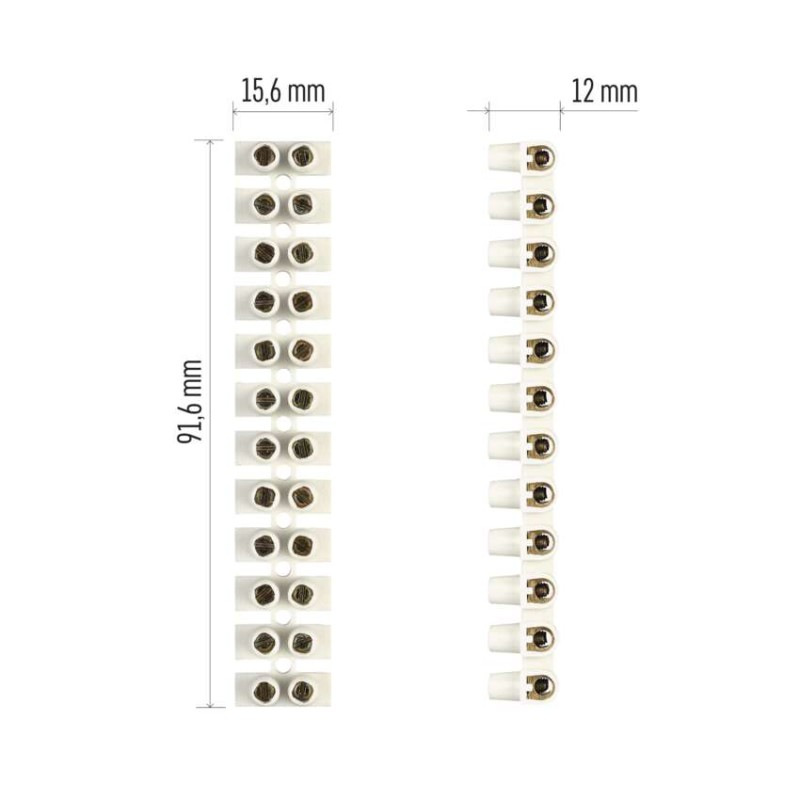 Skrutková svorkovnica 12× 2,5–4 mm2, 450 V, biela 6