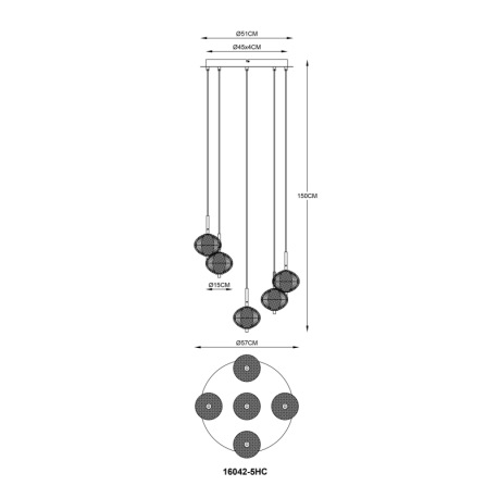 Závesné svietidlo, pochrómovaný kov, číry akryl, čierny PVC kábel, niekoľko úrovní pomocou nástennéh 15