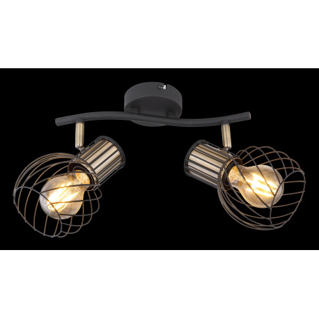 Nástenné svietidlo, kov čierny, mosadzný, DxŠxV: 296x230x185, bez žiaroviek 2xE27, max. 40W 230V 14