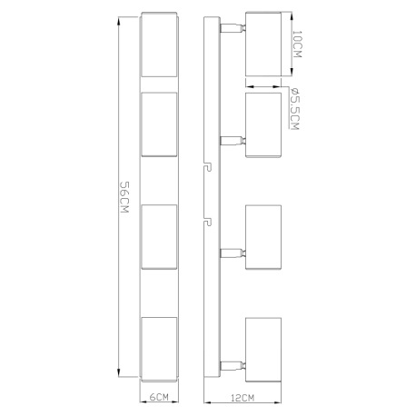 Stropné svietidlo, kov zlatej farby brúsený, DxŠxV: 560x60x120mm, bez žiaroviek 4x GU10, max. 35W 23 6