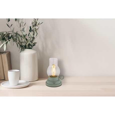 Dekoratívne svietidlo, plast zelená matná, číre sklo, plast jantárová, dotykový stmievač, bez adapté 13