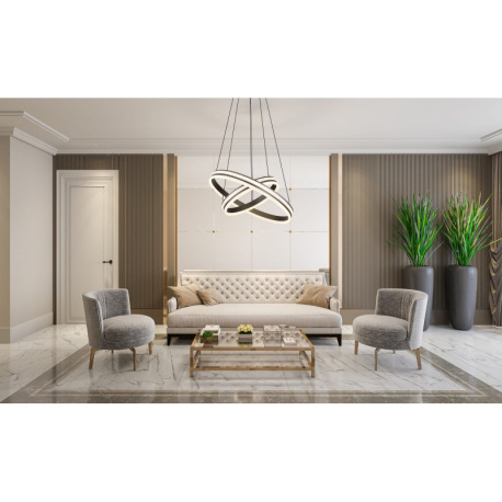 Závesné svietidlo, kov a hliník titánová farba, plastové krištále, akryl biely, stmievateľné, niekoľ 13