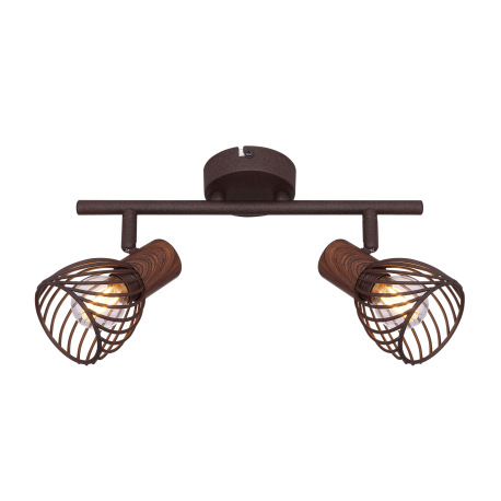 Nástenné svietidlo, kov vo farbe imitujúcu hrdzu, kov imitácia dreva, DxV:300x160, bez žiaroviek 2xE 3