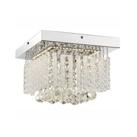 Stropné svietidlo, chróm, sklenené tyčinky, kryštály, DxŠxV: 250x250x150, vrátane 1xLED 40V 12W, 130