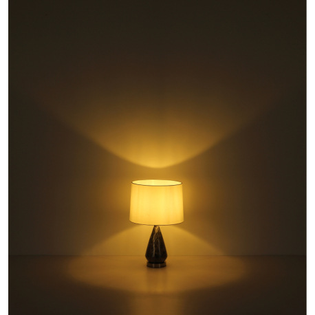 Stolové svietidlo, kov nikel, textil biely, kábel textil čierny, kolískový vypínač na kábli, kovový 5