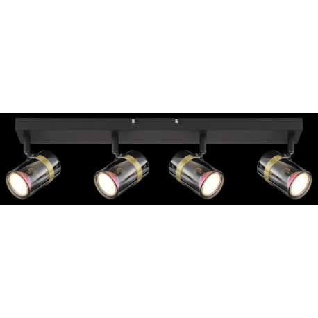 Stropné svietidlo, bodové, kov čierny matný, dymové sklo s prechodom do priehľadného skla, mosadz, D 5