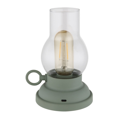 Dekoratívne svietidlo, plast zelená matná, číre sklo, plast jantárová, dotykový stmievač, bez adapté 16