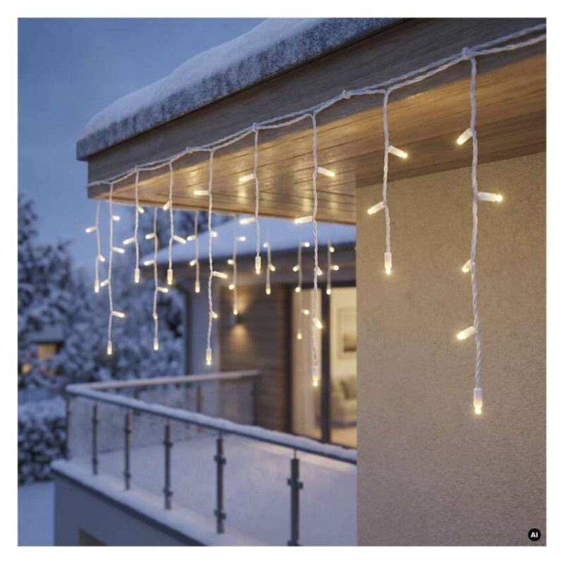 Premium LED spojovacia reťaz biela – cencúle, 3 m, vonkajšia, teplá biela 6