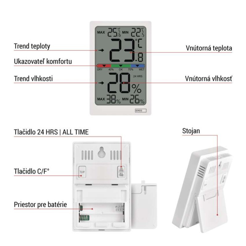 Digitálny teplomer s vlhkomerom E0558 3