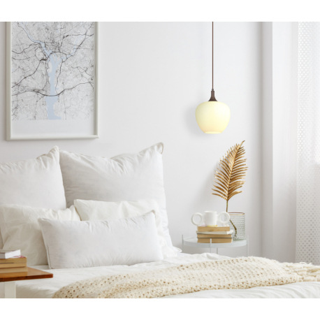 Závesné svietidlo, kov farba kávy, sklo biele, kábel textil hnedý, ø:240mm, V: 1200mm, bez žiarovky 8