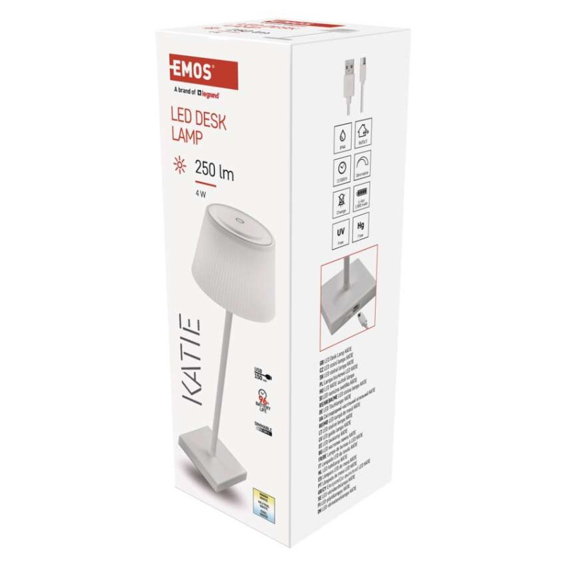 LED stolná lampa KATIE, dobíjacia, biela 2