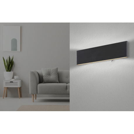 Nástenné svietidlo, hliník čierny, akryl biely, svetlá svietia hore a dole, vypínač, ŠxV: 295x80, H: 5