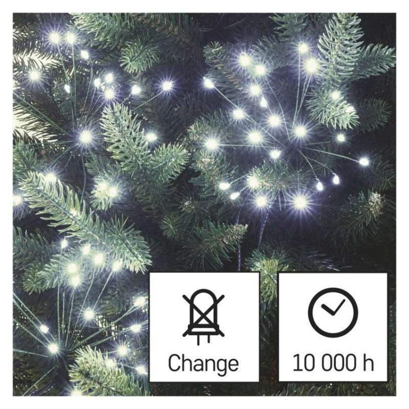 LED svetelná reťaz – svietiace trsy, nano, 8 m, vnútorná, studená biela, časovač 11