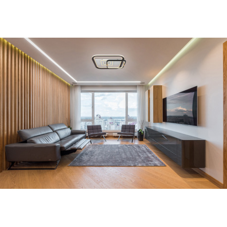 Stropné svietidlo, kov biely, čierny a sivý, akryl opál, stmievateľné, viackrokové ovládanie cez nás 1