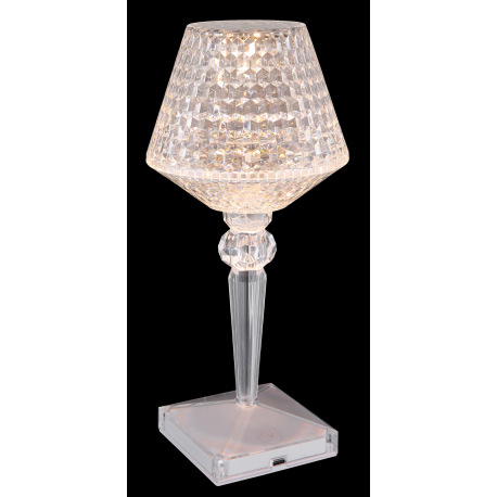 Nabíjateľná stolová lampa číry plast s krištáľovým efektom, dotykové zapnutie/vypnutie, stmievateľná 4