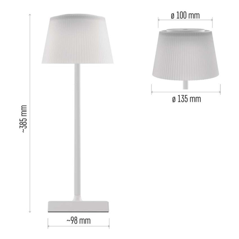LED stolná lampa KATIE, dobíjacia, biela 1