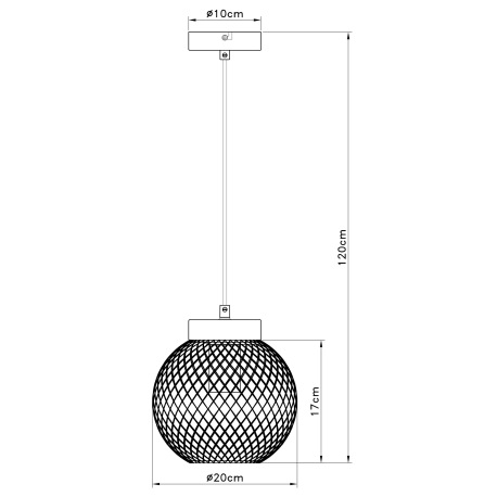 Závesné svietidlo, kov čierny, drevo, Ø200, V:1200, bez žiarovky 1xE27, max. 60W 230V 19