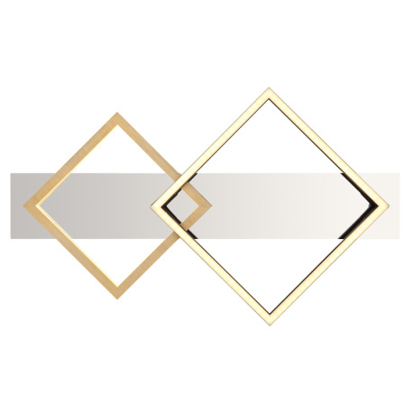 Stropné svietidlo, kov chróm, kov čierny matný, brúsený hliník zlatej farby, plast biely, DxŠxV: 590 11