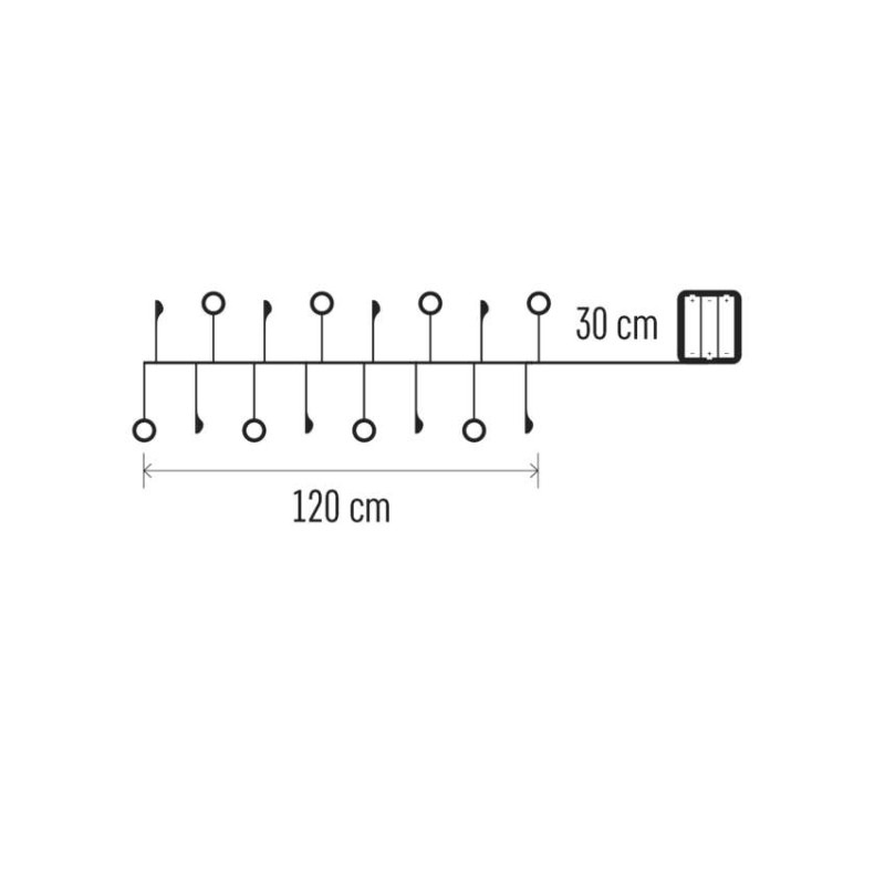 LED girlanda - perly, 1,2 m, 3x AA, vnútorné, teplá biela, časovač 3