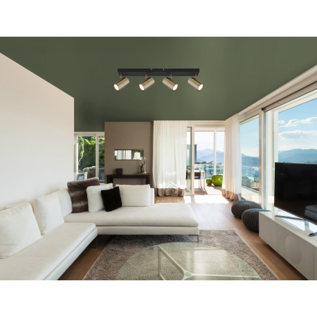 Stropné svietidlo, kov čierny, mosadz, DxŠxV:560x60x120mm, bez žiaroviek 4x GU10, max. 35W 230V 1