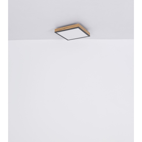 Stropné svietidlo, hliník, grafit, MDF imitácia dreva, akryl biely, rám imitácia dubu, DxŠxV:590x590 8