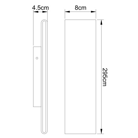 Nástenné svietidlo, hliník čierny, akryl biely, svetlá svietia hore a dole, vypínač, ŠxV: 295x80, H: 8
