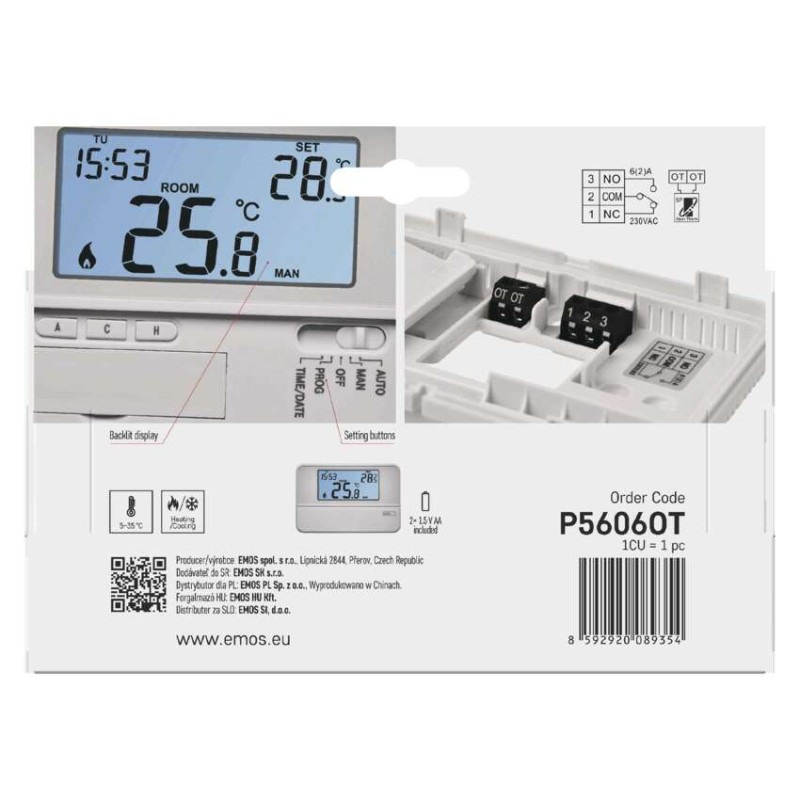 Izbový programovateľný drôtový OpenTherm termostat P5606OT 10