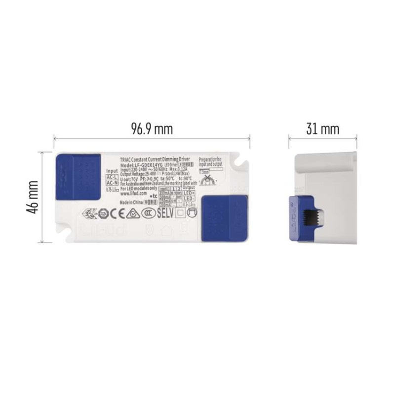 Triakový stmievateľný ovládač pre LED svietidlo 350mA 14W 4