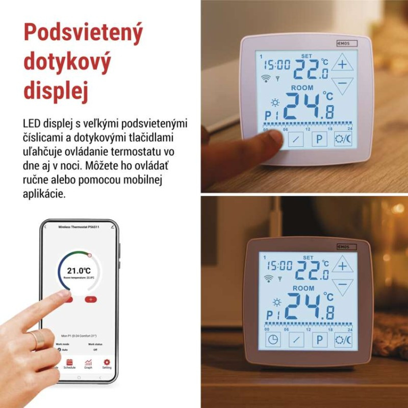 Izbový programovateľný bezdrôtový WiFi GoSmart termostat P56S11 4