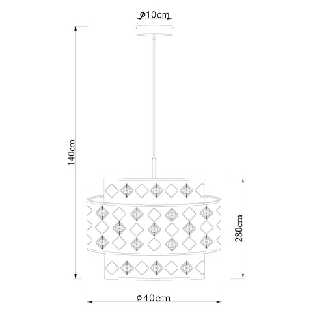 Závesné svietidlo, kov čierny, textil čierny, akrylové krištále priehľadné, tienidlo z vnútra zlaté, 7