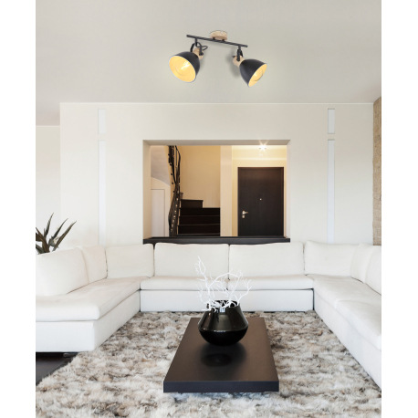 Nástenné svietidlo, kov čierny, kov vo farbe imitujúcej drevo, hnedý, DxŠxV:350x150x215, bez žiarovi 1