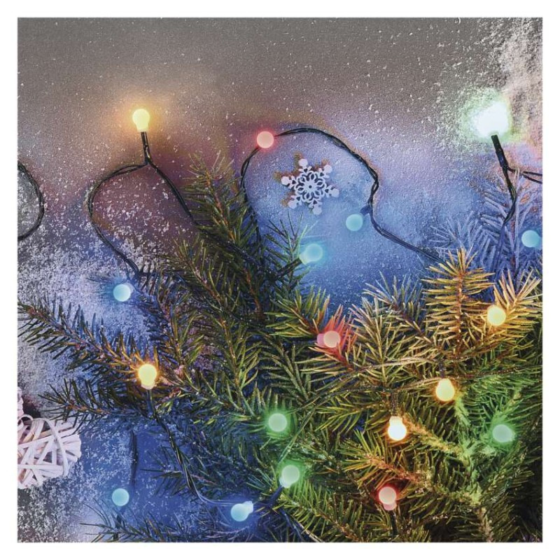 LED vianočná cherry reťaz – guličky, 8 m, vonkajšia aj vnútorná, multicolor, programy 3