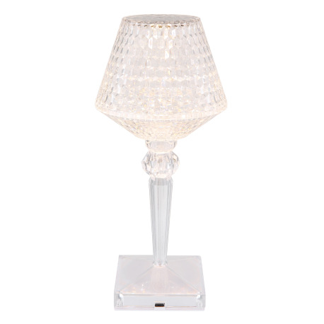 Nabíjateľná stolová lampa číry plast s krištáľovým efektom, dotykové zapnutie/vypnutie, stmievateľná 6