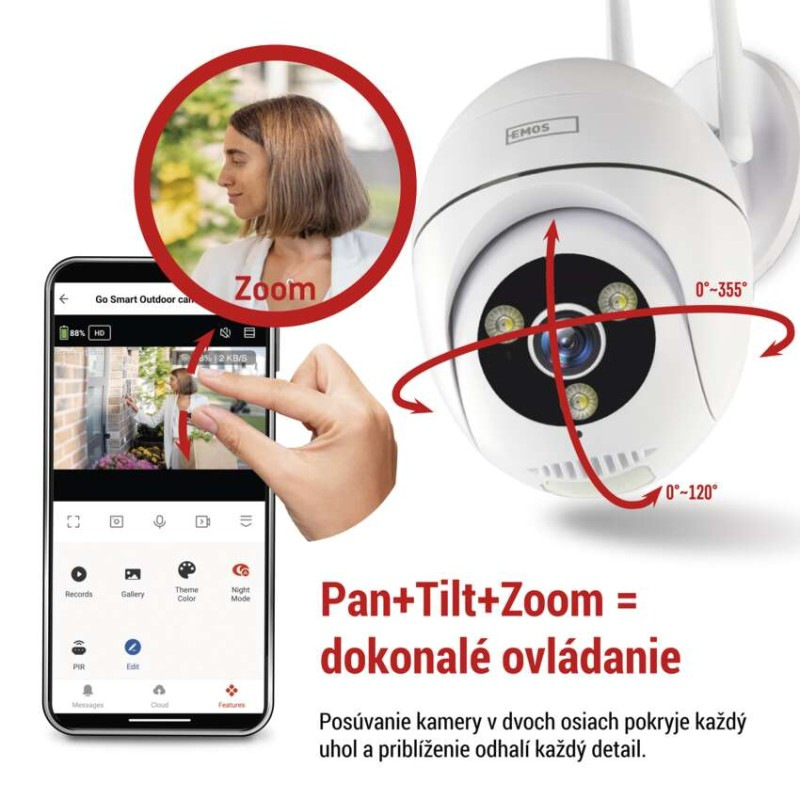 GoSmart Vonkajšia otočná kamera IP-800 WASP s WiFi, biela 2