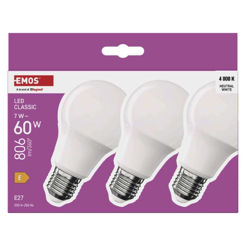 LED žiarovka Classic A60 / E27 / 7 W (60 W) / 806 lm / Neutrálna biela 4
