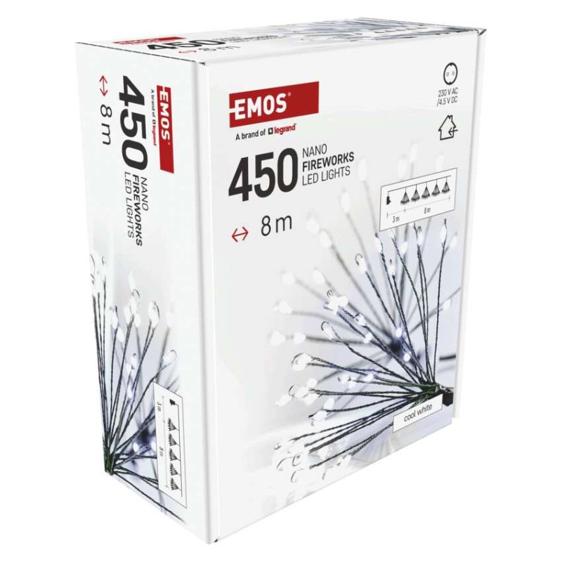 LED svetelná reťaz – svietiace trsy, nano, 8 m, vnútorná, studená biela, časovač 10