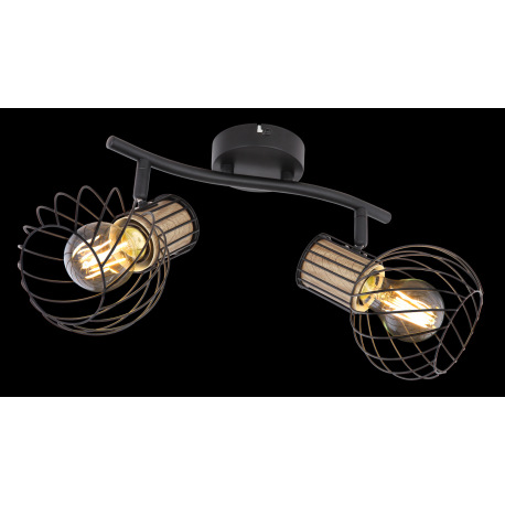 Nástenné svietidlo, kov čierny, kov imitácia dreva, DxŠxV:295x230x185, bez žiaroviek 2xE27, max. 40W 2