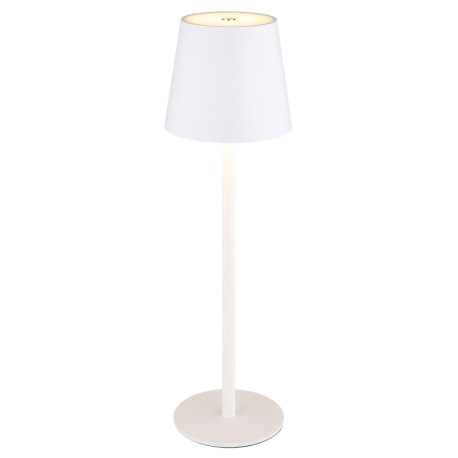 Nabíjateľná stolová lampa, kov a plast biely, kábel PVC biely, dotykové zapnutie/vypnutie, plynulý d