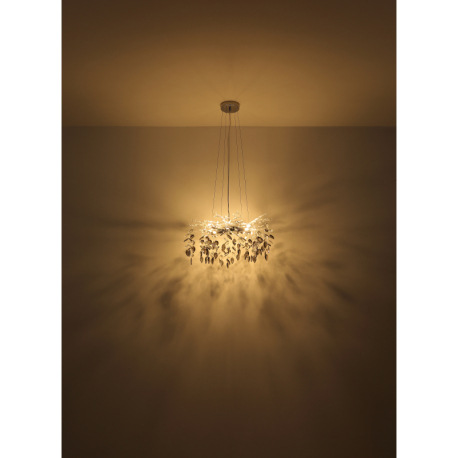 Závesné svietidlo, kov chróm, sklenené krištále, dymové, číre, ø:610mm, V: 1200mm, bez žiaroviek 8x 13