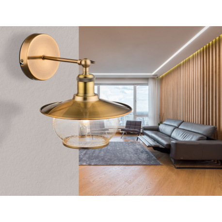 Nástenné svietidlo, kov bronzovej farby, sklo, ŠxV: 220x280, H: 285, bez žiarovky 1xE27, max. 60W 23 7