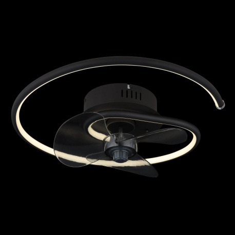 Stropný ventilátor, kov čierny/hliník čierny matný, plast biely/dymový, stmievateľný, niekoľko úrovn 2