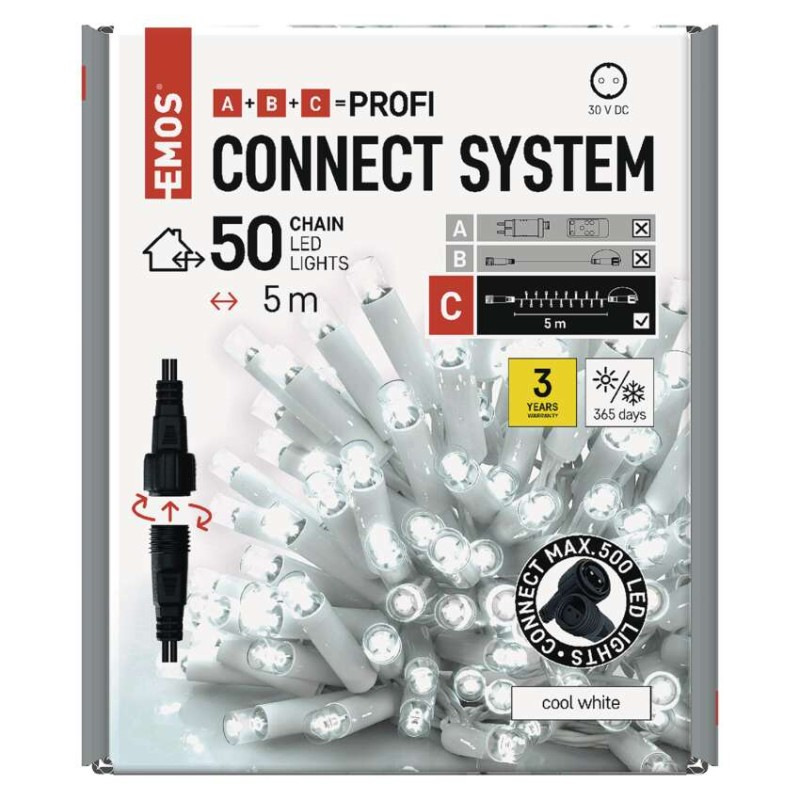 Profi LED spojovacia reťaz biela, 5 m, vonkajšia aj vnútorná, studená biela 9
