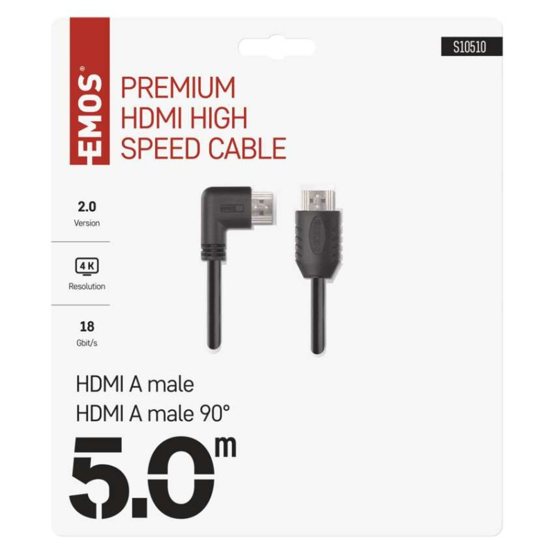 HDMI 2.0 high speed kábel A vidlica – A vidlica 90° 5m 1