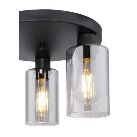 Stropné svietidlo, kov čierny, dymové sklo, Ø 340, V: 220, bez žiaroviek 3xE27, max. 60W 230V 4