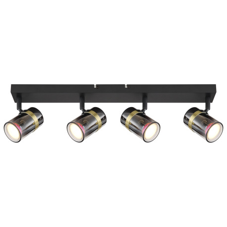 Stropné svietidlo, bodové, kov čierny matný, dymové sklo s prechodom do priehľadného skla, mosadz, D 4