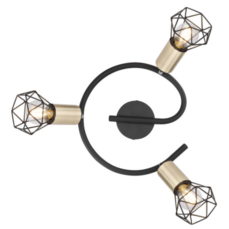 Stropné svietidlo, kov čierny, starožitná mosadz Ø:230, V:190, bez žiaroviek 3xE14, max. 40W 230V 4