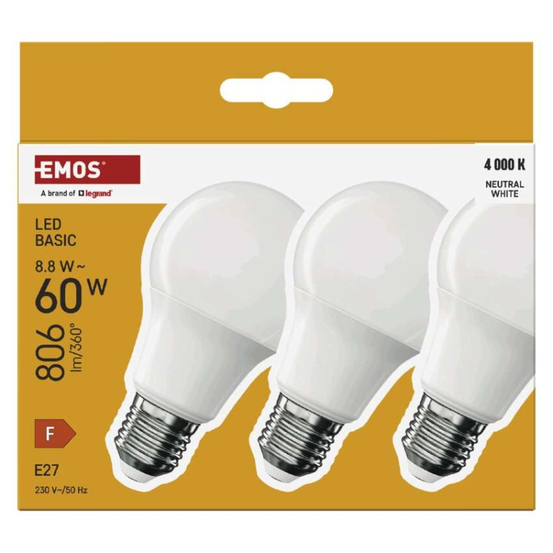 LED žiarovka Basic A60 / E27 / 8,8 W (60 W) / 806 lm / Neutrálna biela 3