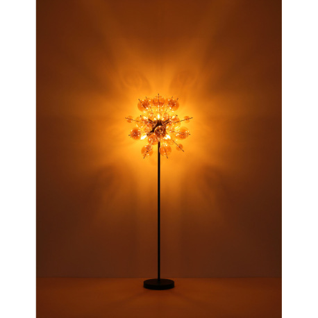 Stropné svietidlo, kov čierny, kov zlatej farby, sklenené gule jantárové, ø: 550 mm, V: 280 mm, skle 4