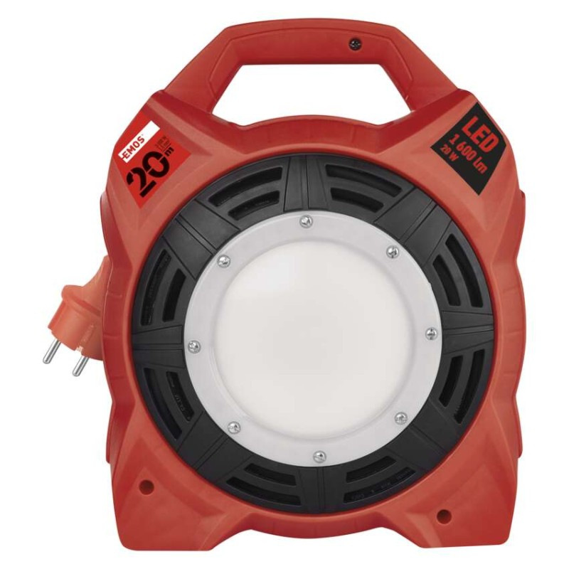 Vonkajší predlž. kábel na bubne 20 m / 4 zás. / guma / 230 V / 1,5 mm2 s reflektorom LED 12