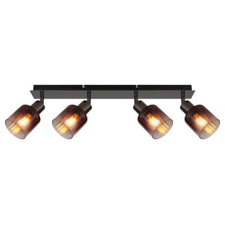 Stropné svietidlo, kov čierny chróm, sklo medenej farby a priehľadné, DxŠxV: 550x80x180mm, bez žiaro 15